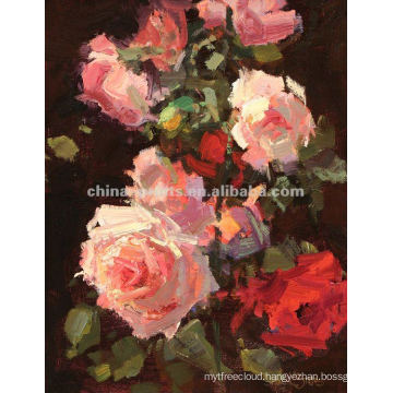 Pink Rose Flowers Oil Painting